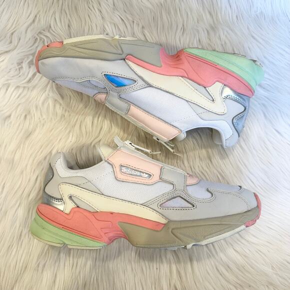 ADIDAS Falcon Zip Sneakers Chunky Low Top Retro EG6740 Tactile Rose/ White - Picture 8 of 10